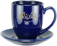 Ceramic Mugs: 16oz Color Bistro Coffee Mugs with Saucers